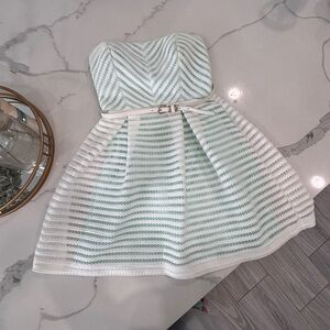 BCX Strapless Dress Green and White Chic Design